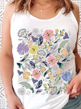 Floral Shirt Tank – “Grow Positive Thoughts” Bohemian Butterfly Tank